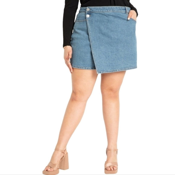 NWT Eloquii Denim Jean Skort Size 32 - Picture 1 of 7
